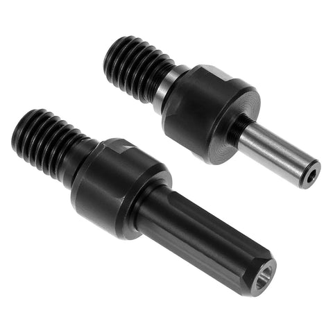 Turn Your Drill Into A Grinder With This Conversion Kit showing dual size mandrel arbors 6mm and 10mm in black metal