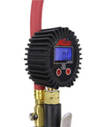 Compact Digital Tire Inflator With Gauge 255 PSI, showing 2.5 inch dial, 15 inch hose, backlit display, matte black