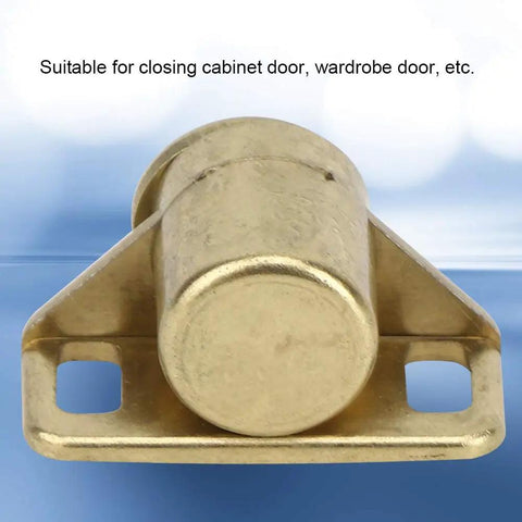 Grab These Premium Magnetic Cabinet Door Catches With Built In Magnet And Antique Gold Zinc Alloy Design For Wardrobe Tv Furniture That Looks Awesome, close-up view of magnetic catch.