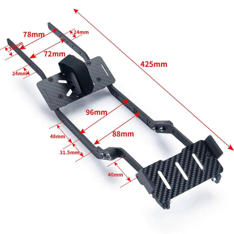 Beefy Carbon Fiber RC Chassis Frame Upgrade Kit For One Tenth Scale Crawlers And Trail Trucks Easy Bolt On Rails diagram