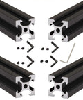 Four Piece 400mm V Slot 2020 Aluminum Extrusion European Standard Anodized Black Linear Rail For 3D Printer Parts And CNC DIY Projects