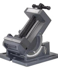 Rock Solid Adjustable Tilting Bench Vise And Precision Work Clamp Built Like A Tank For Woodworking And Metal Drilling Machines No Sweat Smooth Quick Release Lever with multi-angle adjustment.
