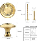 Five Pack Slick Polished Brass Cabinet Knobs 1.23 Inch Round Gold Drawer Pulls For Kitchen, Dresser, And Wardrobe Upgrade
