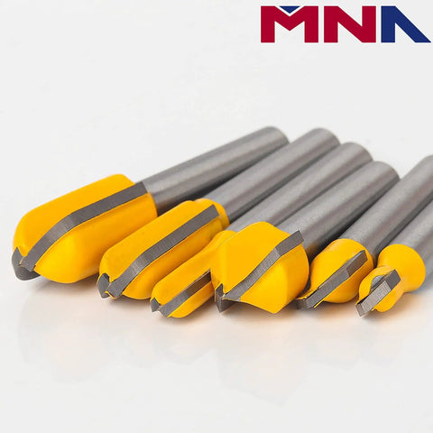 90 Degree V Groove And Round Nose Router Bit Set For Signmaking With 1/4 Inch Shank Includes 3D Lettering And Engraving Bits