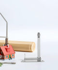 Tough As Nails Stainless Steel Fire Door Closer With Automatic Self Closing Hinge For Commercial Doorways And Cabinet Locks shown beside a model house and tools.