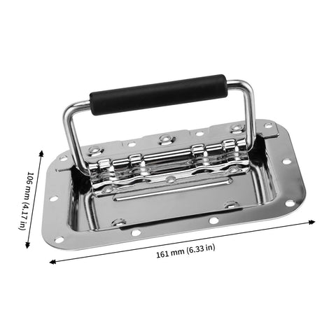 8 Pack Heavy Duty Recessed Pull Handles With Spring Loaded Grip For Toolbox And Barn Door, Carbon Steel Silver Finish