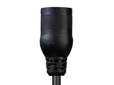 Heavy Duty Locking Extension Cord NEMA L5-20P To L5-20R 20 Amp 125V 12 AWG 10 Foot SJT Rated Black Cable For Home Workshop Jobsite Use Ideal For Generators Power Tools And RV Park Setup, black locking plug close-up
