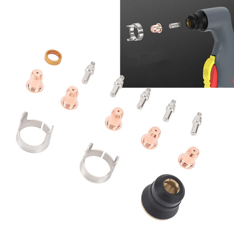 Pro Grade Plasma Cutter Consumables Kit With 48 Pieces IPT40 Electrodes Nozzles Cups And Standoff Guides For CUT 55DS And 65DS
