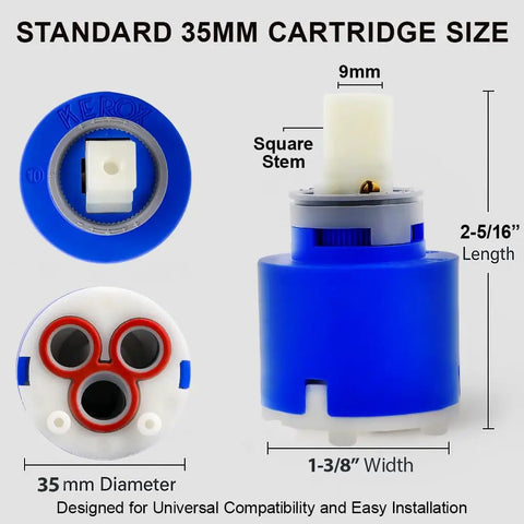 Replacement Faucet Cartridge Compatible With La Torre Gerber Danze Moen Single Lever And Tub Faucets, 35mm size details
