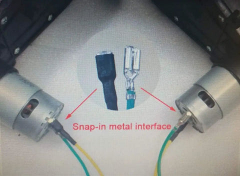 Kids Ride On Gearbox With DC Motor For 6V 390 Motor 18000 RPM High Torque Drive Replacement Part showing snap-in metal interface