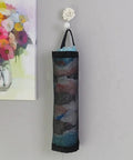 Hanging Mesh Bag Holder Dispenser For Plastic Grocery Bags, Space Saving Organizer With Elastic Opening, Black, Wall Mounted
