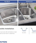 Dayton Single Bowl Stainless Steel Kitchen Sink Dual Mount For Drop In Or Undermount Install 27 By 22 Inch 8 Inch Depth Slim Rim Design