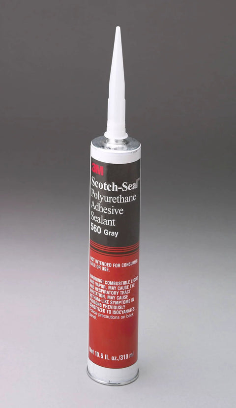 Polyurethane Adhesive Sealant 560, Black 310 mL Cartridge, front view on gray background