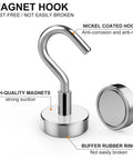 Heavy Duty Magnetic Hooks With Neodymium Magnets For Tool Free No Drill Hanging In Kitchen Office Classroom Garage Cruise Ship And More
