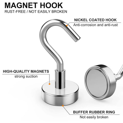 Heavy Duty Magnetic Hooks With Neodymium Magnets For Tool Free No Drill Hanging In Kitchen Office Classroom Garage Cruise Ship And More
