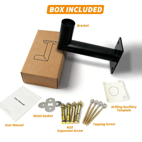 Ninety Degree Outdoor Wall Mount Bracket With Eleven Inch Extension For Heavy Duty Galvanized L Shaped Mount Kit, Two And Three Eighths Inch Tenon Adapter For Pole Lights, Zero Point Two Inch Steel Flange, Extra Clearance For Large Post Lantern Heads