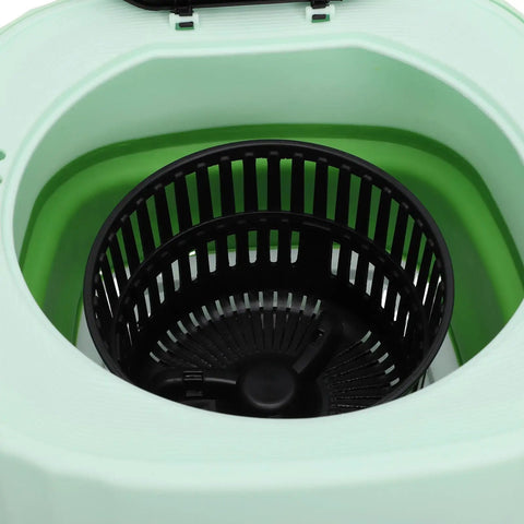 Interior view of the 6L Folding Portable Washing Machine featuring a black spin basket and a green wash basin.