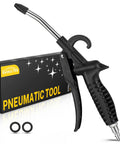 High Flow Air Blow Gun With Rubber Guard, Bent Angle Jet Nozzle, 1 Quarter Inch Quick Plug in black with box and O-rings