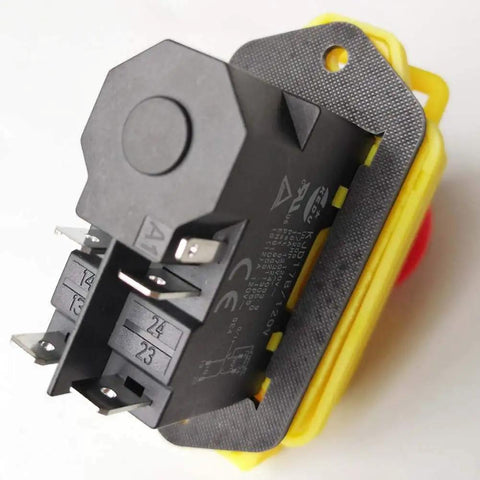 Five Pin 120V 16A Industrial Electromagnetic Switch With Waterproof PVC Cover and Push Button for Power Tools, Side View