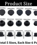 Dope 30 Piece Silicone Stopper Assortment Kit With Five Sizes For Bottles Pipes Flower Pots Flexible Rubber Hole Plugs Waterproof T-Type Button End Covers Black, 5 sizes