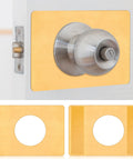 Two Pack Stainless Steel Door Lock Reinforcement Plates With Adhesive Tape Gold Finish installation on door and plate close-up