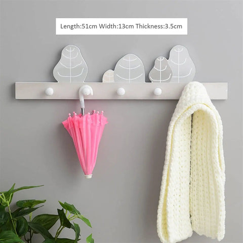 Solid Wooden Wall Mounted Coat Rack With Key Holder Smooth Black Finish Multi Purpose Entryway Organizer For Coats Hats Towels No Sweat Setup Straight Up Top Shelf Storage with pink umbrella and white scarf
