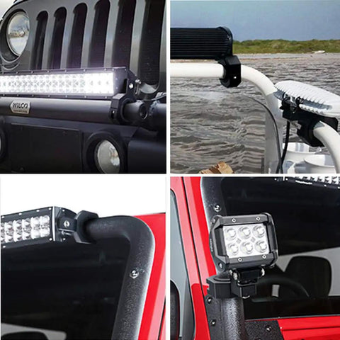 Two-Piece Light Bar Mount Kit For 1 To 2 Inch Tubes No Drill Bar Clamp Mounts For Off-Road Trucks Jeeps UTVs ATVs Boats Fits 1 1.5 1.75 And 2 Inch Roll Cages And Bull Bars