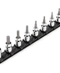 Three Eighths Inch Drive Hex Bit Socket Set With Rail Eight Piece From One Eighth To Three Eighths Inches S2 Steel Bits Press Fit Rail