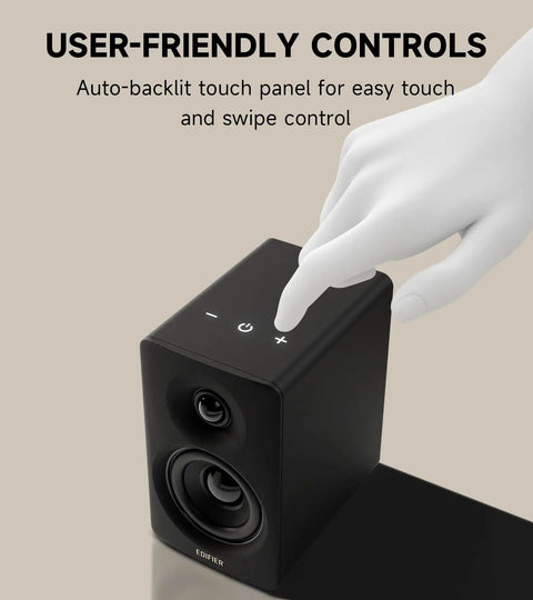 M60 Desktop Bluetooth Speaker System that cranks out 66W RMS, Hi Fi Audio, touch control on compact black speaker