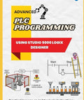 Cover of Practical Studio 5000 PLC Programming Guide Part 1 For Ladder Logic Module Configuration Machine Safety VFDs And Industrial Automation Essentials With Hands On Practice And Pro Tips, featuring ladder logic diagrams and safety symbols.