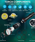 Torch components of 2 Pack Scuba Diving Flashlight With Rechargeable Power Dive Light Torch 3000 Lumens Underwater 328 Feet IPX8 Waterproof