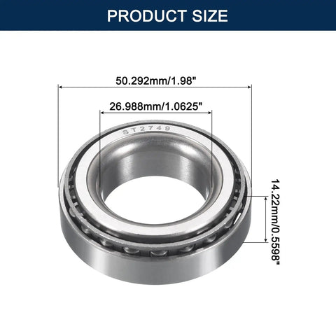 Beefy Heavy Duty Tapered Roller Bearing Cone And Cup Set With 1.0625 Inch Bore, 1.98 Inch Outer Diameter, 0.5598 Inch Cup Width, Chrome Steel ABEC 3 Bearings