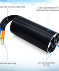 Rock Solid Brushless RC Boat Motor With Heavy Duty Water Cooling Jacket High Torque 920KV 4 Pole Design 5MM Shaft showing high current wires and aluminum heatsink.