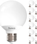 LED G25 Globe Bulbs 12 Pack With E26 Base Dimmable 6W 450 Lumen Cool White 4000K CRI92 For Bathroom Vanity and Living Areas