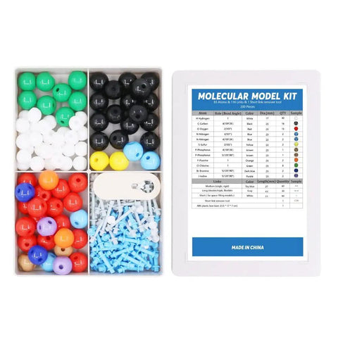 Chemistry Molecular Model Kit 200 Pcs 83 Atoms 116 Links Ball and Stick Set with assorted color-coded atoms and links