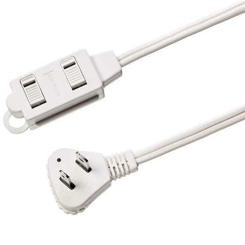 Six Foot Two Prong Indoor Extension Cord Power Strip With Flat Plug And Play Convenience For Wall Flush Space Saver Design 13 Amps 1625 Watts