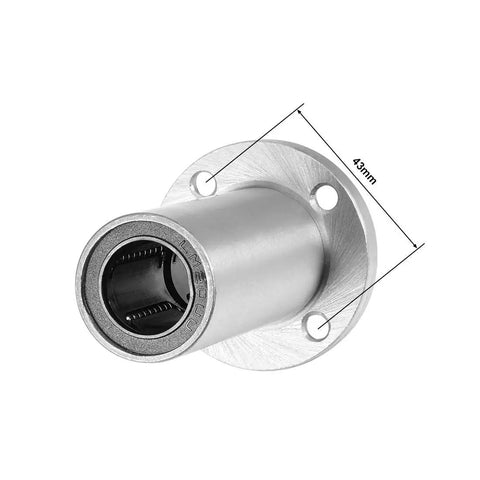 Heavy Duty Extra Long Round Flange Linear Ball Bearing LM20UU With 20 Mm Bore, 32 Mm Outer Diameter, 80 Mm Length, Double Sealed Sides, Chromium Steel Shell, High Precision Low Friction For Ultra Smooth Linear Motion, 43mm flange view
