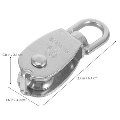 304 Stainless Steel Single Swivel Pulley Block, Beefy Heavy Duty Cable Pulley Wheel, Traction Roller For Wire Rope Lifting And Towing, Rugged Rigging Gear For Safe Hauling, 2.4 x 1.6 in
