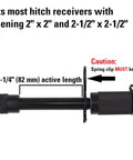 Extra Long Five Eighths Inch Trailer Hitch Lock Pin For Two Inch And Two And A Half Inch Receivers, 3.25 Inch Length, Black