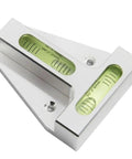 A22I T Type Level Meter, Mini Spirit Level Bubble Two Ways T Type in silver with two level vials and clear engravings.