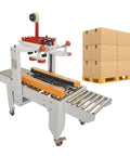 Rock Solid Automatic Carton Sealer Machine for Shipping Boxes and Cases with adjustable width and tape dispenser.
