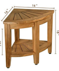 Shower Bench And Corner Stool Set In Solid Teak Wood For Indoor Outdoor Use, 18 Inch Bath Spa Stool, size 16x16x18 inches