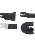 20 Piece Oscillating Saw Blade Kit With Arrow Storage Case showing four blades for cutting wood, metal, and plastic