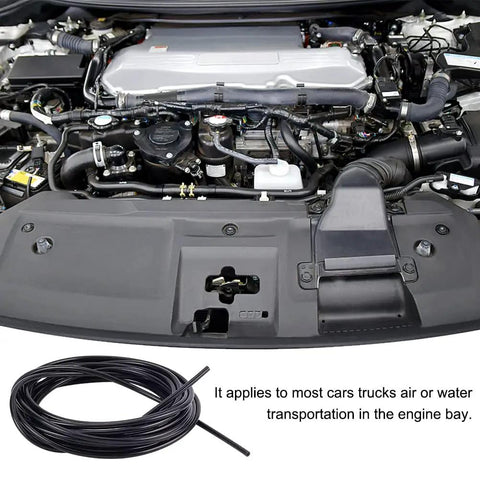 Top Tier 16 Point 4 Feet Black Silicone Vacuum Hose With 2mm Inner Diameter Fits High Temp Automotive Engines And DIY Pipeline Jobs For Smooth Suction And Reliable Performance, coiled with engine bay