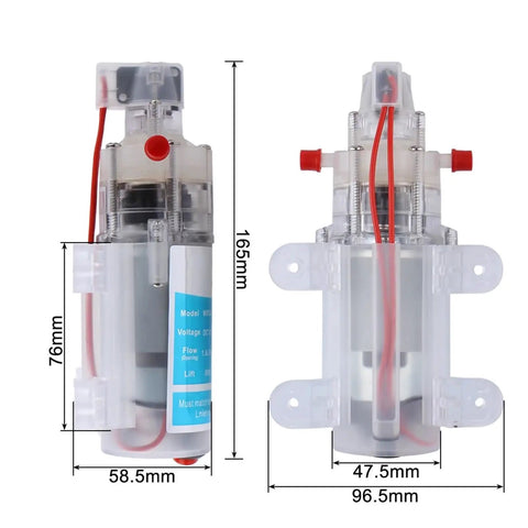 High Power 12V 15W Automatic Electric Diaphragm Water Pressure Pump Control Valve. This heavy duty self-priming pump delivers strong spray pressure for RVs, boats, and campers. Perfect for clean water transfer with low noise operation. Easy install for