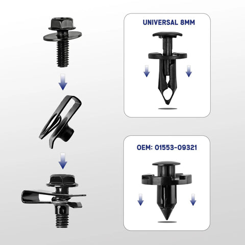 60 Piece Universal Engine Under Cover Splash Shield Fastener Kit With Push Retainers Rivet Clips and Tool for Nissan Infiniti details