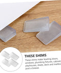 36 Piece Stackable Furniture Shims And Sofa Levelers Straight Up Fix Wobbly Floors Dead Simple Plus Toilet Wedges on wooden surface.