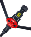 Close-up of Pro Grade 16 Inch Lever Style Rivet Nut Tool Kit with Visual Stroke Indicator on reinforced arm, corrosion-resistant finish.