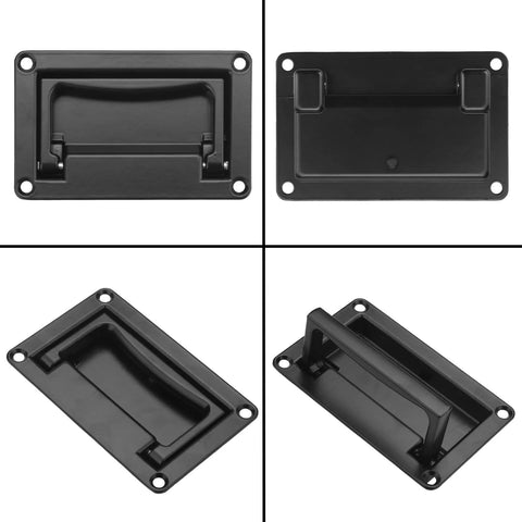 Four black Six Pack Zinc Alloy Recessed Pull Handle 4.4 By 2.7 Inches Flush Lift Door Handle With Spring Mechanism views