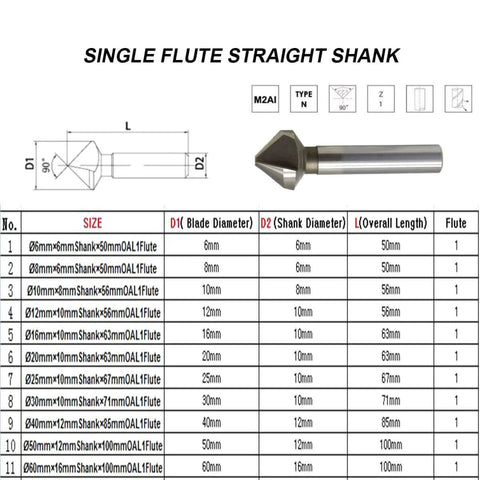 Wkstool single-flute straight-shank end mill with 90° chamfer, M2AI HSS, Ø30mm×10mm shank×71mm OAL, 1 flute